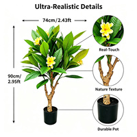 Plumeria artificielle en fleurs de 90 cm, faux frangipanier en pot pour patio, véranda, spa, hôtel, aménagement paysager, décoration de jardin