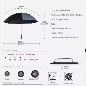 Grande ombrello da Golf automatico aperto doppio strato antivento e impermeabile con Logo per gli uomini di viaggio e pioggia soleggiata - Product Image 2