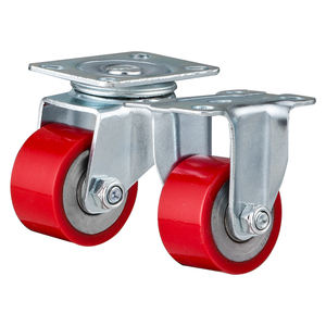 ล้อ PU สีแดงแกนเหล็กชุบสังกะสีแบบต่ำ น้ำหนักเบา สำหรับอุปกรณ์ขนาดกะทัดรัด - Product Image 3
