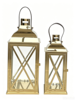 Lanterne en verre en acier inoxydable, porte-bougie décoratif, compatible avec les lumières LED pour mariage, patio, décoration de la maison