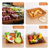 Panier de Rangement Moderne Rectangulaire en Plastique, Imitation Rotin, pour Aliments - Approvisionnement d'Usine pour Supermarché, Produits Secs, Présentation de Fruits
