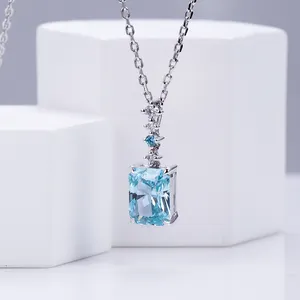 实验室钻石珠宝MSN-775 18k白金实验室海蓝宝石实验室蓝宝石精品珠宝吊坠