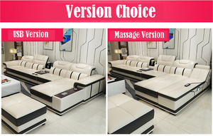 Ghế Sofa Da Thật Phong Cách Châu Âu Hiện Đại Cỡ Lớn 1 + 2 + 3 Bộ Sofa Góc Hình Chữ U - Product Image 3