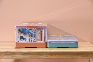 Hot bán 62l có thể gập lại cắm trại lưu trữ Box Organizer nhựa hình dạng hình chữ nhật với bánh xe Stackable - Product Image 5