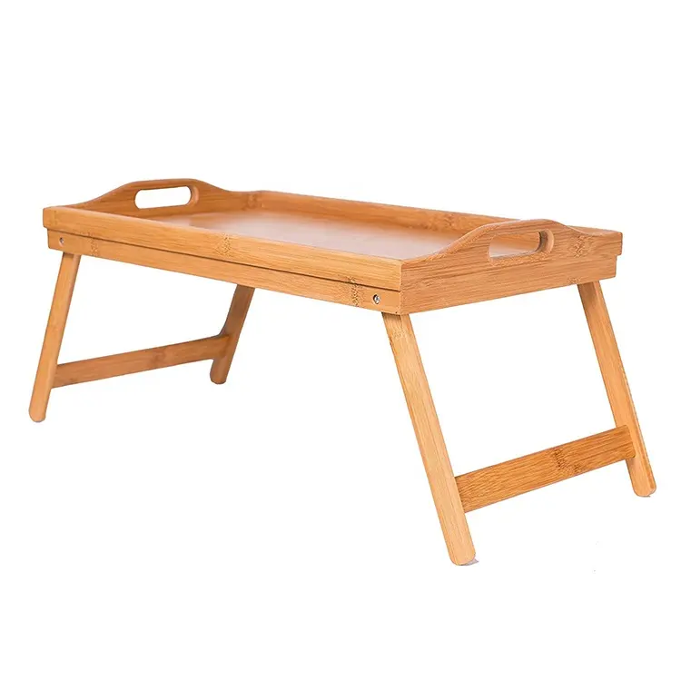 Bamboo Bed Tray Table for Eating Breakfast Tray for Bed Foldable Wood Serving Tray with Legs for Home, Bedroom, Hospital