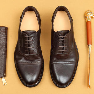 Handmade Genuine Leather Lace-Up <b>Shoes</b> with Rubber Soles Breathable & Lightweight <b>Vintage</b> British Style Office & Career for <b>Men</b> - Product Image 1