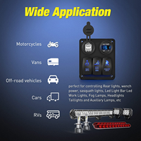Panneau de commutation à bascule 3 interrupteurs 12V avec voltmètre LED, prise chargeur de voiture USB 5P, interrupteur à bascule LED marche/arrêt pour bateau, camion, marine
