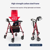 Chariot de rééducation pliable à quatre roues avec siège pour seniors - Aide à la mobilité pour les courses et la marche