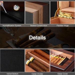 Estuche de Escritorio para Hombre en Acrílico y Madera de Cedro Marrón, Regalo para <span class=keywords><strong>Padre</strong></span>, Caja Humidificadora para Almacenamiento de Cigarros - Product Image 2