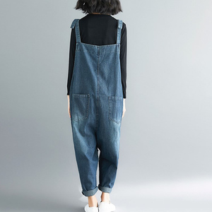 2023 <strong>Jumpsuit</strong> Women <strong>Baggy</strong> Harem Pant Romper Onesie Loose Fit Denim Overalls Custom Plus Size Denim <strong>Jumpsuit</strong> - Product Image 5