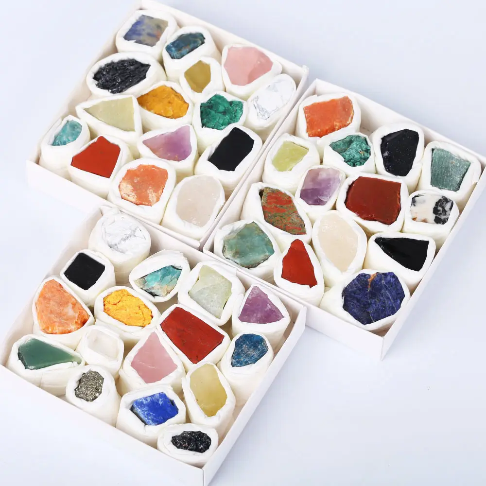 Groothandel Natuurlijke Kristal Ruwe Steen Geschenkdoos Gemengd Verschillende Materialen Ruwe Stenen Doos