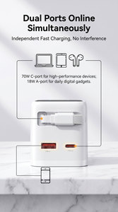 Caricabatterie Portatile Multifunzione OEM ODM 65W Retrattile 70W PD Ricarica Super Veloce con Display Adattatore <span class=keywords><strong>Type</strong></span> <span class=keywords><strong>C</strong></span> GaN per Telefoni Cellulari - Product Image 6