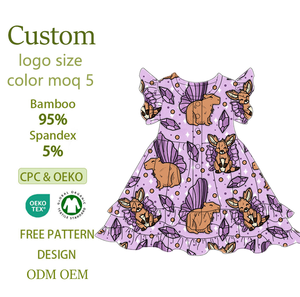 Eleganti Vestiti per Bambine da 9 a 10 Anni, Abito Lavanda con Maniche a Pipistrello e Stampa Capibara e Canguro - Product Image 1