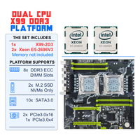 NOUVEAU Kit PC E-ATX X99-2D3 Refroidissement Actif Carte Mère X99 Combo Double Processeur Intel Xeon E5 2696 V3 8X DDR3 ECC RAM Carte Mère X99 Double CPU