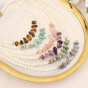 LS-B3986 obral besar kalung batu permata <span class=keywords><strong>Amethyst</strong></span> dan kalung kuarsa mawar perhiasan manik-manik berlapis emas 18k untuk wanita dan anak perempuan - Product Image 3