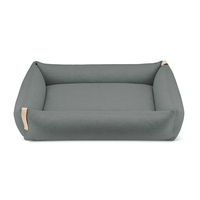 Lit pour chien de luxe ultra doux, traversin rectangulaire haut de gamme en beige confortable et lavable avec motif solide