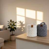 Panier suspendu élégant en dentelle tissée à la main, idéal pour l'organisation des articles de première nécessité, la décoration intérieure, les clés et les petits objets