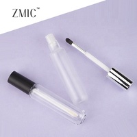 Tube de brillant à lèvres rond transparent en PETG de 10 ml, conteneur vide pour fond de teint liquide avec applicateur pinceau, emballage cosmétique pour correcteur et blush