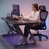 Bureau de jeu à domicile en fibre de carbone noir à deux sections, moderne et minimaliste, résistant à la saleté et robuste pour les chambres et les salles d'étude
