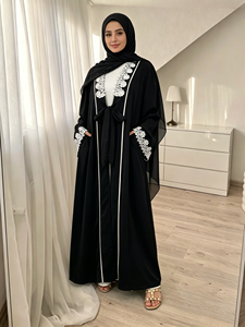 Modest Lace <b>Abaya</b> for Muslim Women Front Open Kimono <b>Abaya</b> Islamic Clothing with Lace Cuffs (1467) - Product Image 5