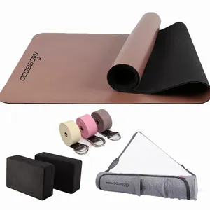 Tapete de yoga eco-amigável, tapete de yoga de alta qualidade com estampa personalizada, tapete de borracha natural pu com alças