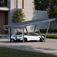Structure de carport solaire en acier anodisé de qualité commerciale, double emplacement, solution de stationnement photovoltaïque, résistance au vent 40 m/s, résistance à la neige 70 kg/m²