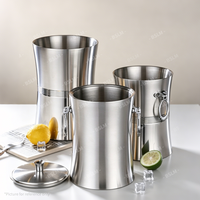 Seau à glace isotherme double paroi en acier inoxydable de haute qualité avec poignées annulaires pour vin et bière, outils de bar pour la maison et les fêtes