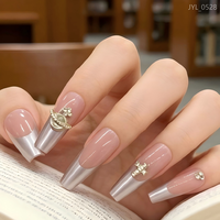 Vente en gros de faux ongles réutilisables rose nude argenté, étiquette privée personnalisée OEM