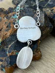 Colgante de Plata de Ley Hecho a Mano con Turquesa Palomino, Firmado por Nizhoni, Joyería Artesanal del Suroeste, Regalo - Product Image 2