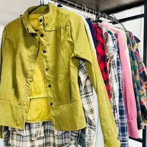 Camisa <span class=keywords><strong>Retro</strong></span> a Cuadros Rosa, <span class=keywords><strong>Ropa</strong></span> Holgada Informal de Alta Calidad, Ligeramente Usada, Vintage, Fábrica Jackwen, Venta al por Mayor, MOQ45kg - Product Image 4