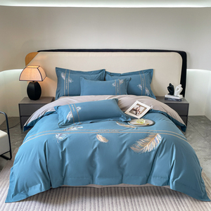 Ensemble de literie <span class=keywords><strong>MUSEA</strong></span> imprimé 4 pièces pour usage quotidien, 100% coton, respirant et durable, draps, taies d'oreiller et housse de couette modernes - Product Image 3