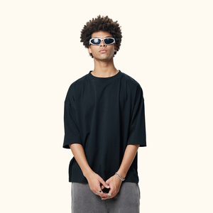 เสื้อยืดคอตตอนแท้ 100% ทรงโอเวอร์ไซส์ แขนเสื้อแบบดรอปไหล่ สไตล์สตรีทแวร์ สำหรับผู้ชายไซส์ใหญ่ รับผลิตตามสั่งขายส่ง ระบายอากาศได้ดี - Product Image 2