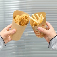 Gobelets en papier kraft brun à paroi simple personnalisés jetables, de qualité alimentaire, recyclables, porte-frites pour emporter