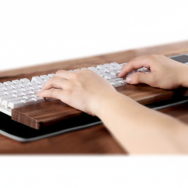 Classic Retro Wood Comfortable Wrist Rest Keyboard Pad Natural Color Custom Design in Stock