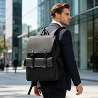Sac à dos d'étudiant en gros avec rabat et cordon de serrage, imperméable, léger, noir, pour l'école et les voyages