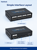 Hardrock Stable 1x4 pour Splitter 4Kx2K 3D 10.2Gbps Métal avec Dolby/HDCP pour Salles de Conférence, Éducation, Projets d'Affichage Commercial