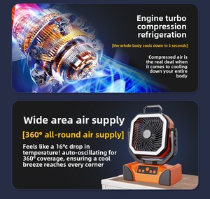 Ventilador Portátil para Camping con Logotipo Personalizado, 40000mAh, Linterna LED, 10 Pulgadas, Batería Recargable, Temporizador, para Exteriores - Product Image 4