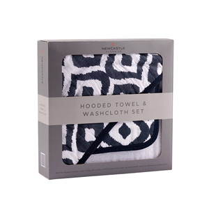 Ensemble de serviettes et de débarbouillettes à capuche en coton bleu marocain - Product Image 1