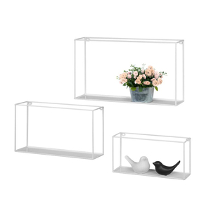 Conjunto de 3 de alambre de <span class=keywords><strong>Metal</strong></span> montado en la pared decorativos cubo colgante estantes <span class=keywords><strong>blanco</strong></span> estante de pared fotos arte <span class=keywords><strong>madera</strong></span> - Product Image 1