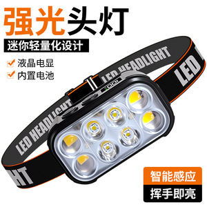 Linterna Frontal LED Recargable Tipo C, Portátil, para Exteriores, con Sensor, Luz Dual Roja y Blanca, Mini Linterna Frontal - Product Image 4