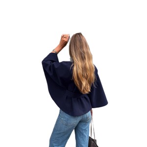 Automne hiver femmes Long manteau col montant cravate <span class=keywords><strong>sans</strong></span> manches ceinture Style <span class=keywords><strong>veste</strong></span> ample - Product Image 5