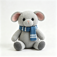 Jouet en peluche souris tricotée de haute qualité, vente en gros de jouets en peluche animaux tricotés, souris en peluche tricotée en gros