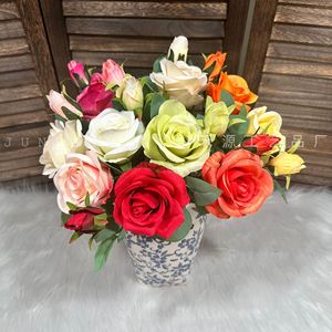 Artisanat Junheyuan, rose artificielle à tige unique, décoration de mariage, arrangement floral, décoration de la maison, fleur de simulation - Product Image 1