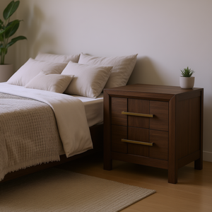 Comodino moderno in legno di noce a 2 cassetti per camera da letto D0100H5XLG6 - Product Image 2