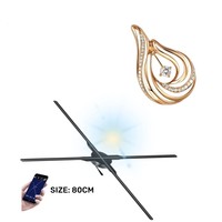 Haut de gamme 80cm 3d ventilateur hologramme 4 lames grand 3d hologramme publicité affichage Led ventilateur Mobile Wifi 3d hologramme ventilateur projecteur