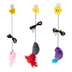Elastic Rope Interactive Cat Teaser <b>Mouse</b> Feather <b>Toy</b> with Adhesive Hook Adjustable Buckle for Indoor Cats - Product Image 1