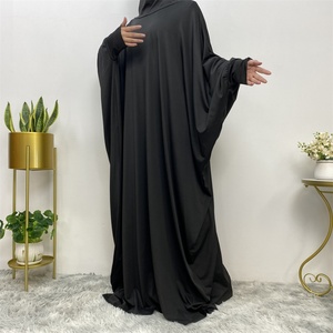 6198 #   Robe Abaya élégante pour femmes avec manches chauve-souris et capuche, couleur unie, pour la prière, Eid, Khimar Hijab Abaya modeste - Product Image 2