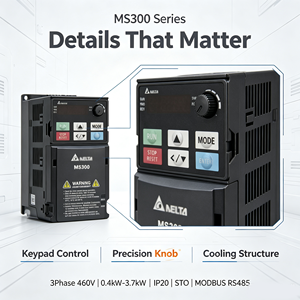 Variador de Frecuencia de Alto Rendimiento MS300, Variador de CA VFD Trifásico 460V IP20 STO con Freno Integrado, Chopper, Modbus RS485 para Bomba - Product Image 3