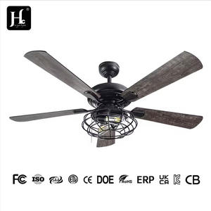 Modern 52-Inch Industrial Caged <b>Ceiling</b> <b>Fan</b> with <b>LED</b> Light and Smart Remote for Living Room - Product Image 4