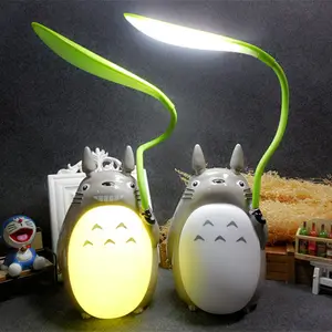 Luci notturne Decorative per camera da letto Creative Indoor LED Cartoon Totoro lampada da tavolo lampade da lettura ricaricabili USB per regalo per bambini